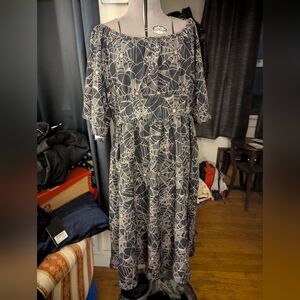 The Oblong Box Shop The Cobweb Cult Black and White Spider Web Pattern Dress